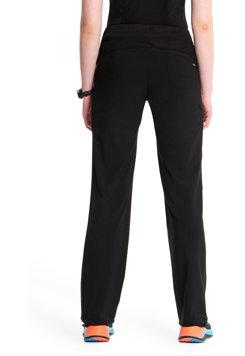 Black - Women's Straight Leg Drawstring Scrub Pants – Petite (Back)