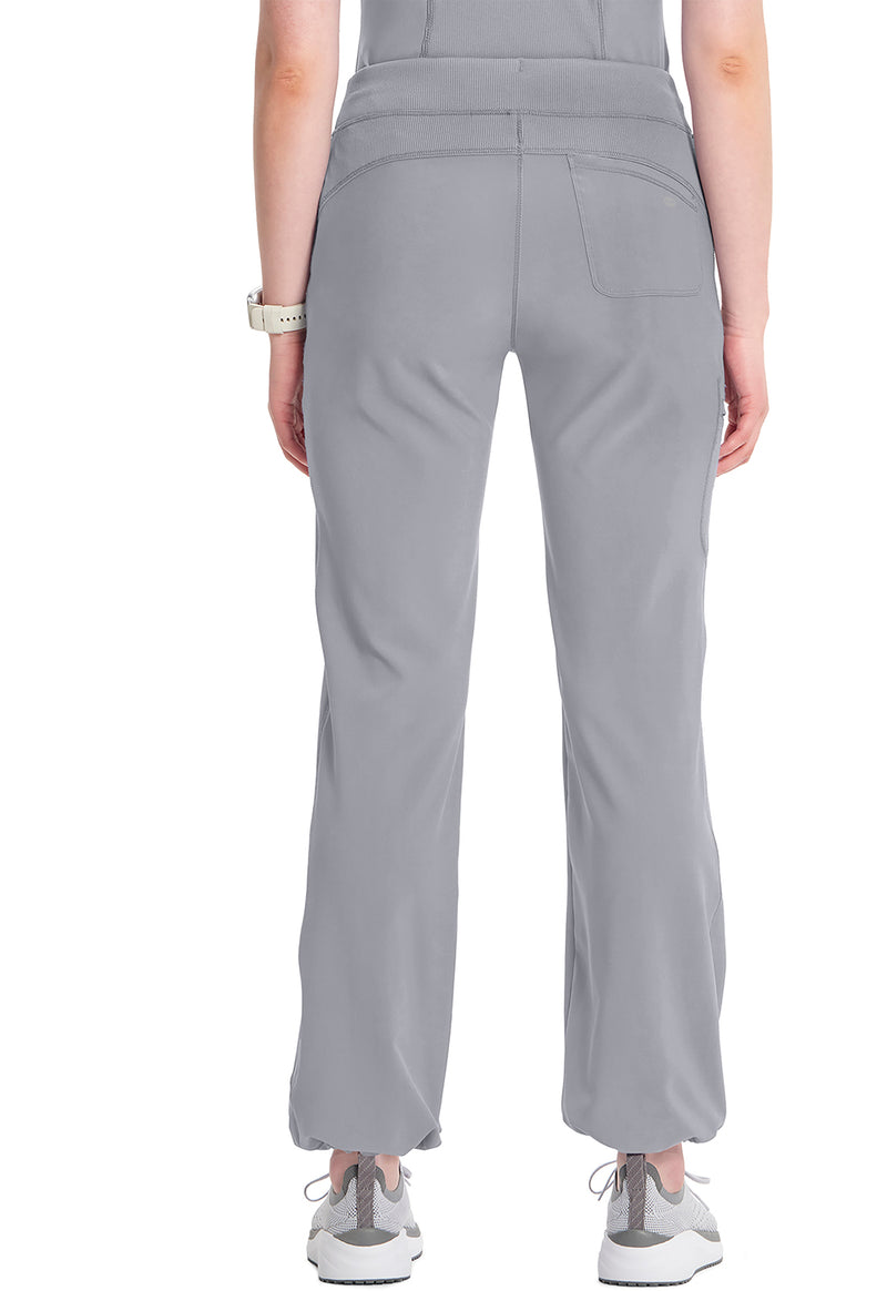 Grey - Women's Straight Leg Drawstring Scrub Pants – Tall (Back)