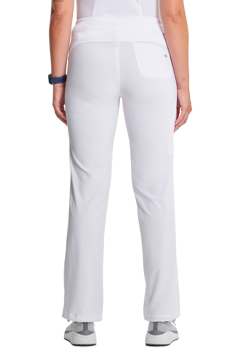 White - Cherokee IN Infinity Women Scrub Pants - Back View