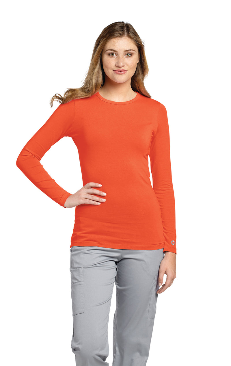 Tango - White Cross Core Women's Long Sleeve Crew Neck Underscrub Scrub Tee for Nursing