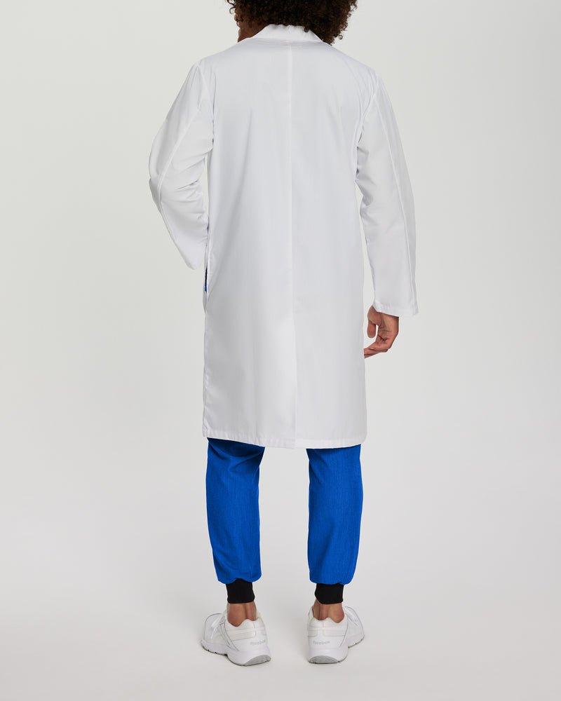 3-Pocket Full-Length Unisex White Coat with Snap Front Closure