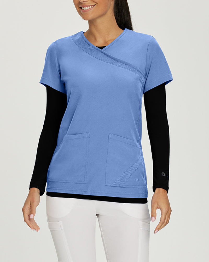 Black - White Cross Fit Women's Long Sleeve Crew Neck Antimicrobial Underscrub Scrub Tee for Nursing