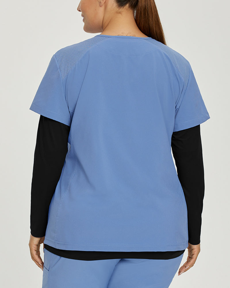 Black - White Cross Fit Women's Long Sleeve Crew Neck Antimicrobial Underscrub Scrub Tee for Nursing