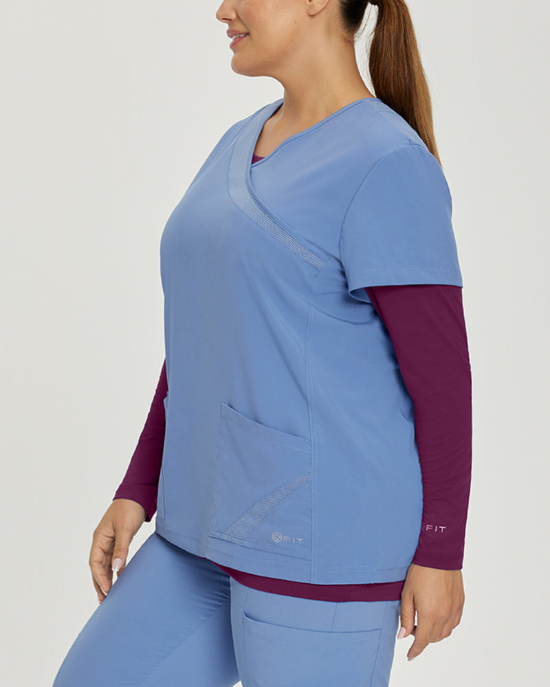 Pickled Beet - White Cross Fit Women's Long Sleeve Crew Neck Antimicrobial Underscrub Scrub Tee for Nursing