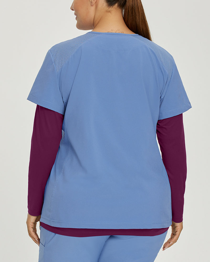 Pickled Beet - White Cross Fit Women's Long Sleeve Crew Neck Antimicrobial Underscrub Scrub Tee for Nursing