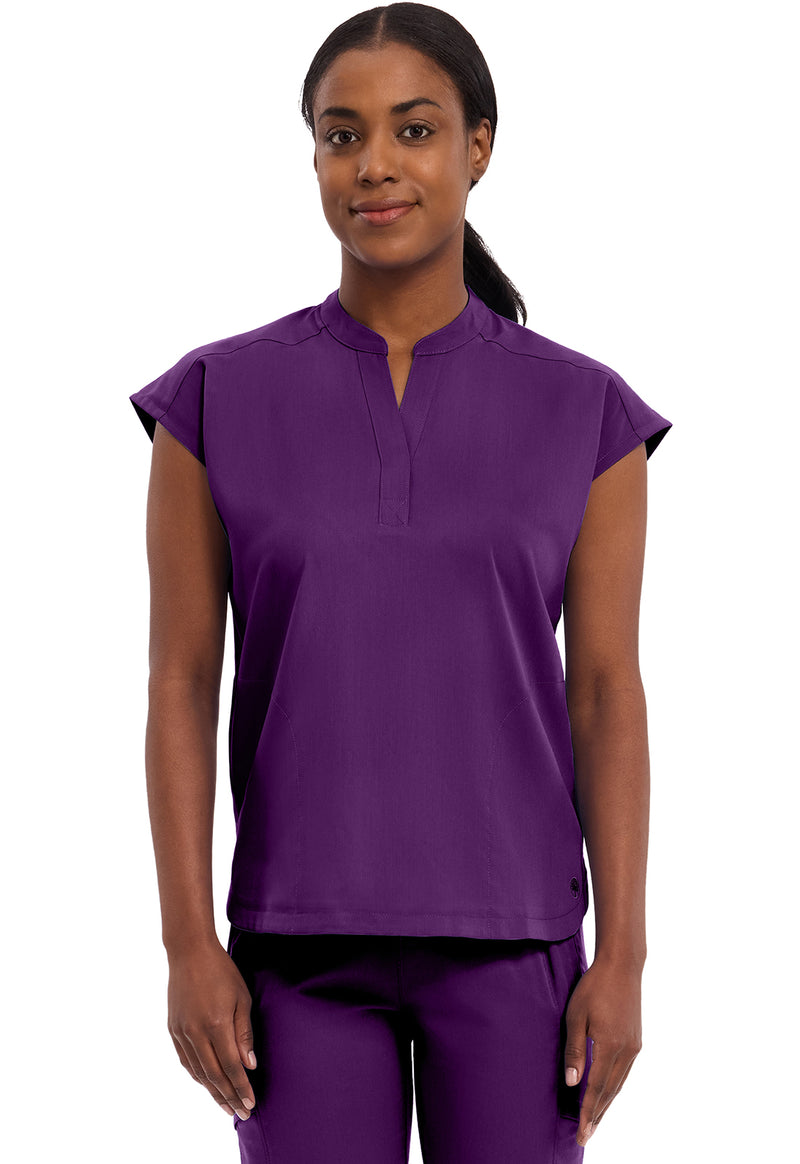 Eggplant - Healing Hands Purple Label Women Scrub Top - Front View