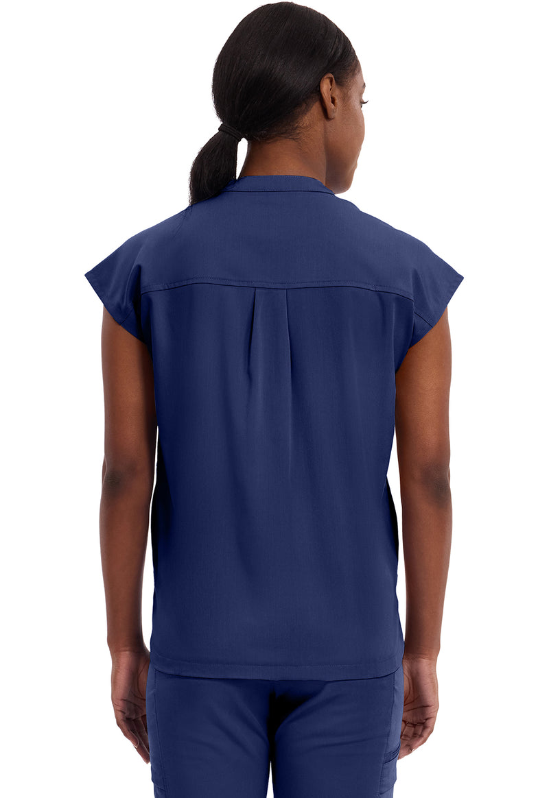 Navy - Healing Hands Purple Label Women Scrub Top - Back View