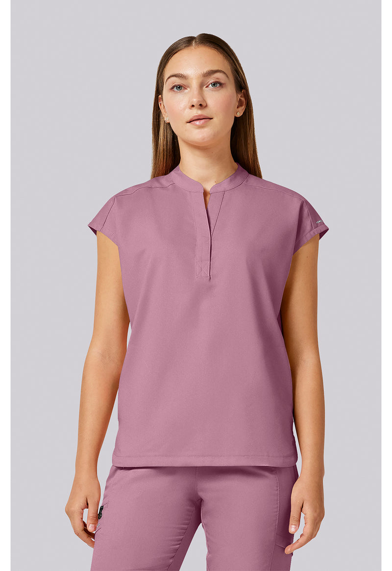 Powder Puff Pink - Healing Hands Purple Label Women Scrub Top - Front View
