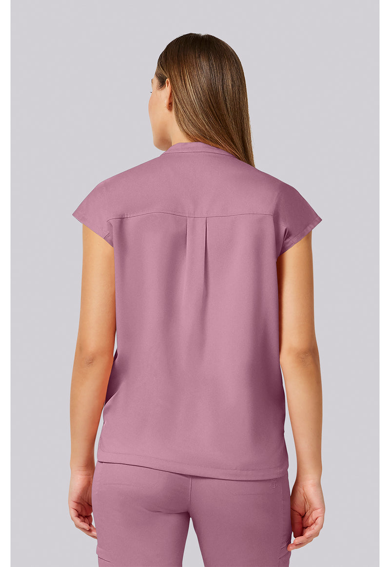 Powder Puff Pink - Healing Hands Purple Label Women Scrub Top - Back View