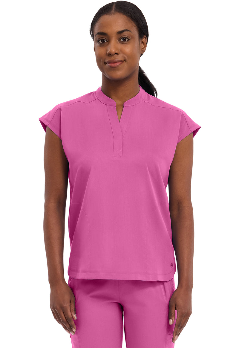 Shocking Pink - Healing Hands Purple Label Women Scrub Top - Front View