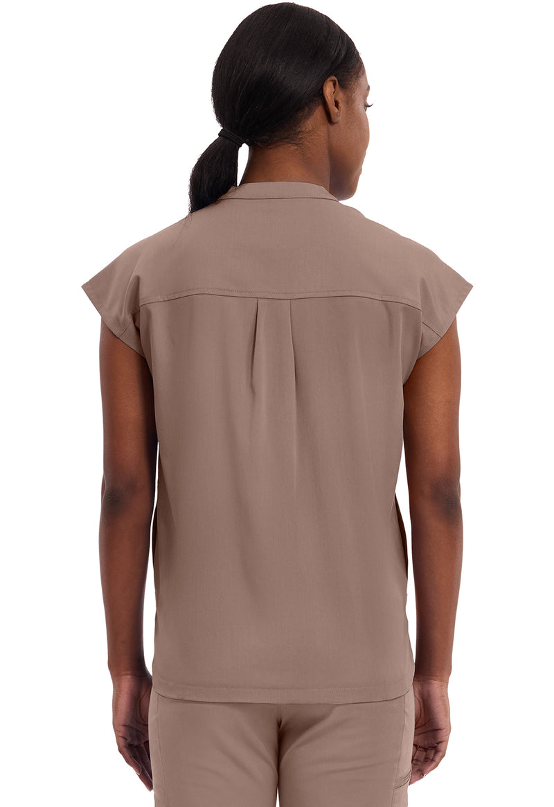 Santa Fe Tan - Healing Hands Purple Label Women Scrub Top - Back View