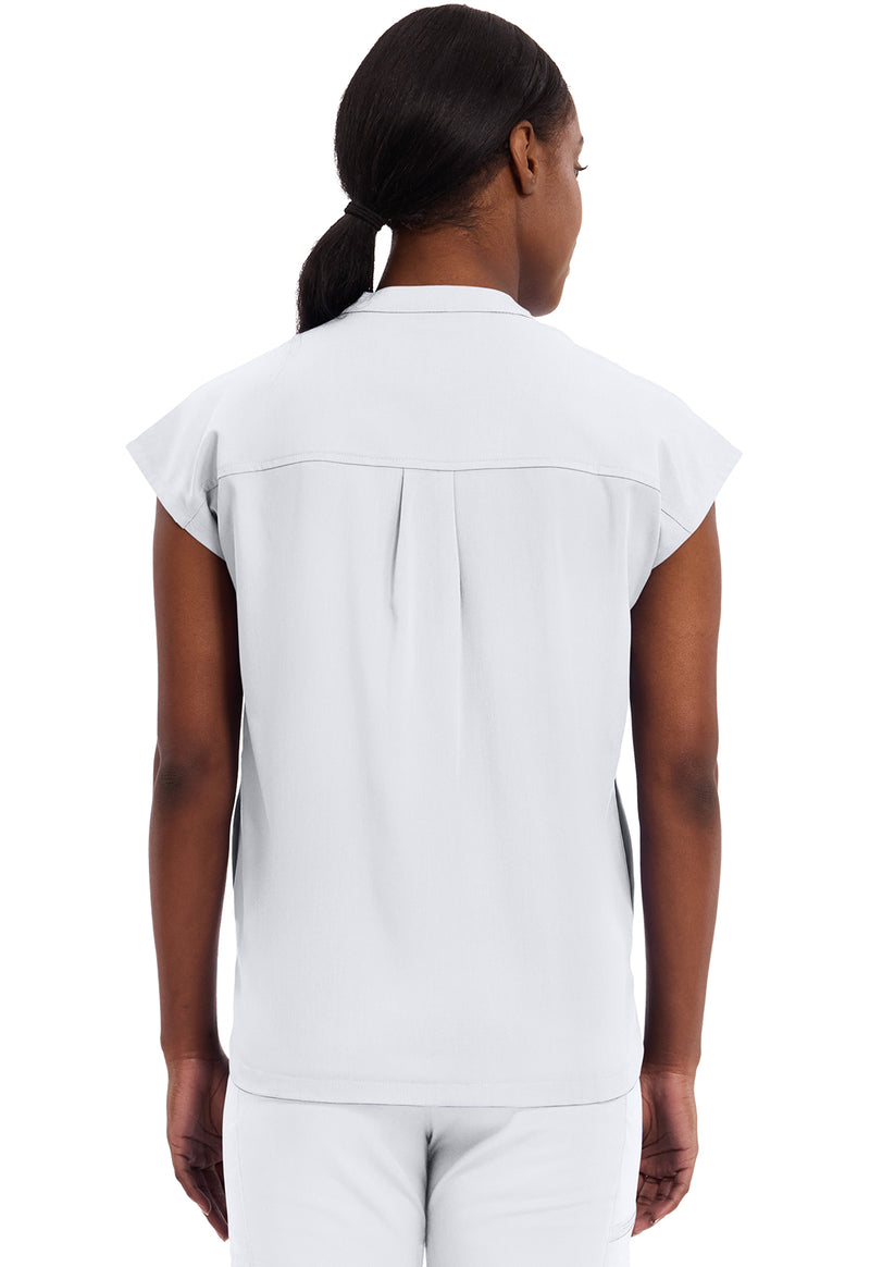 WHITE - Healing Hands Purple Label Women Scrub Top - Back View