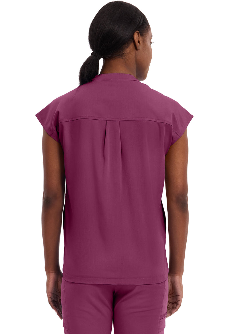 Wine - Healing Hands Purple Label Women Scrub Top - Back View