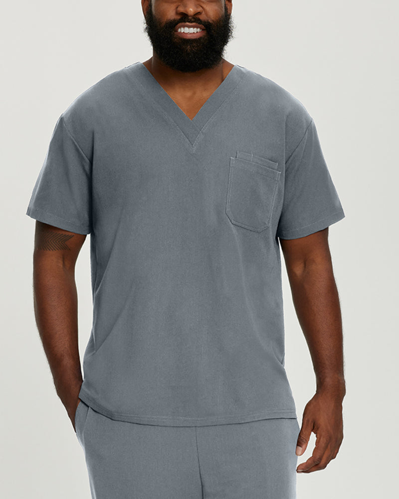 Taylor Grey - White Cross V-Tess Men's 2 Pocket V-Neck Scrub Top for Nursing