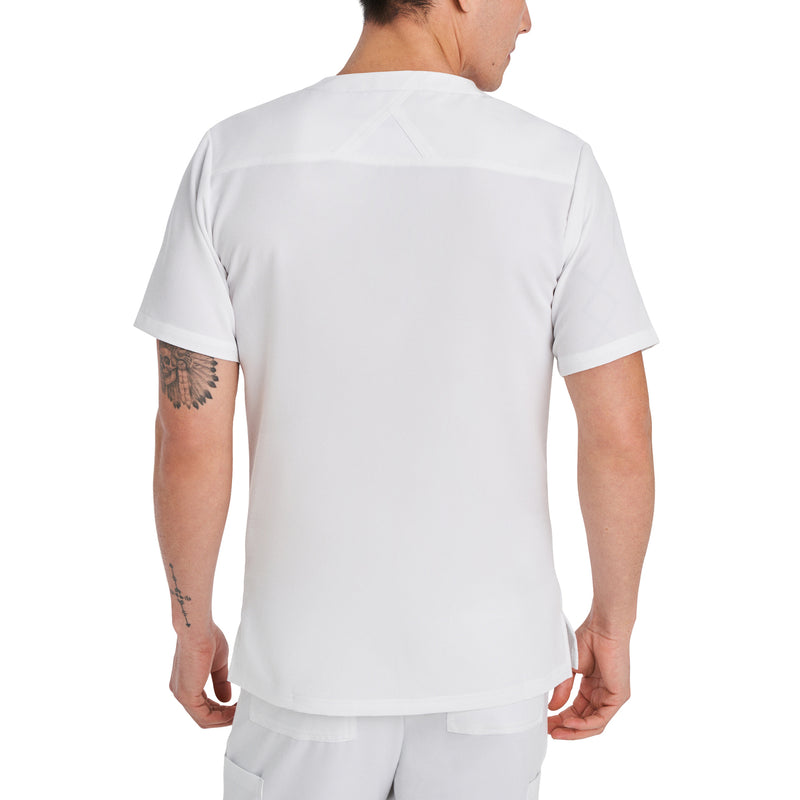 White - White Cross V-Tess Men's 3 Pocket V-Neck Scrub Top for Nursing