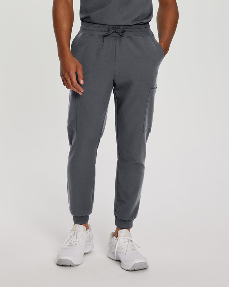 Dark Pewter - White Cross V-Tess Men's 6 Pocket Jogger Scrub Pant for Nursing