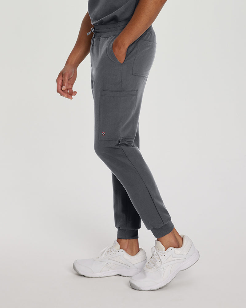 Dark Pewter - White Cross V-Tess Men's 6 Pocket Jogger Scrub Pant for Nursing