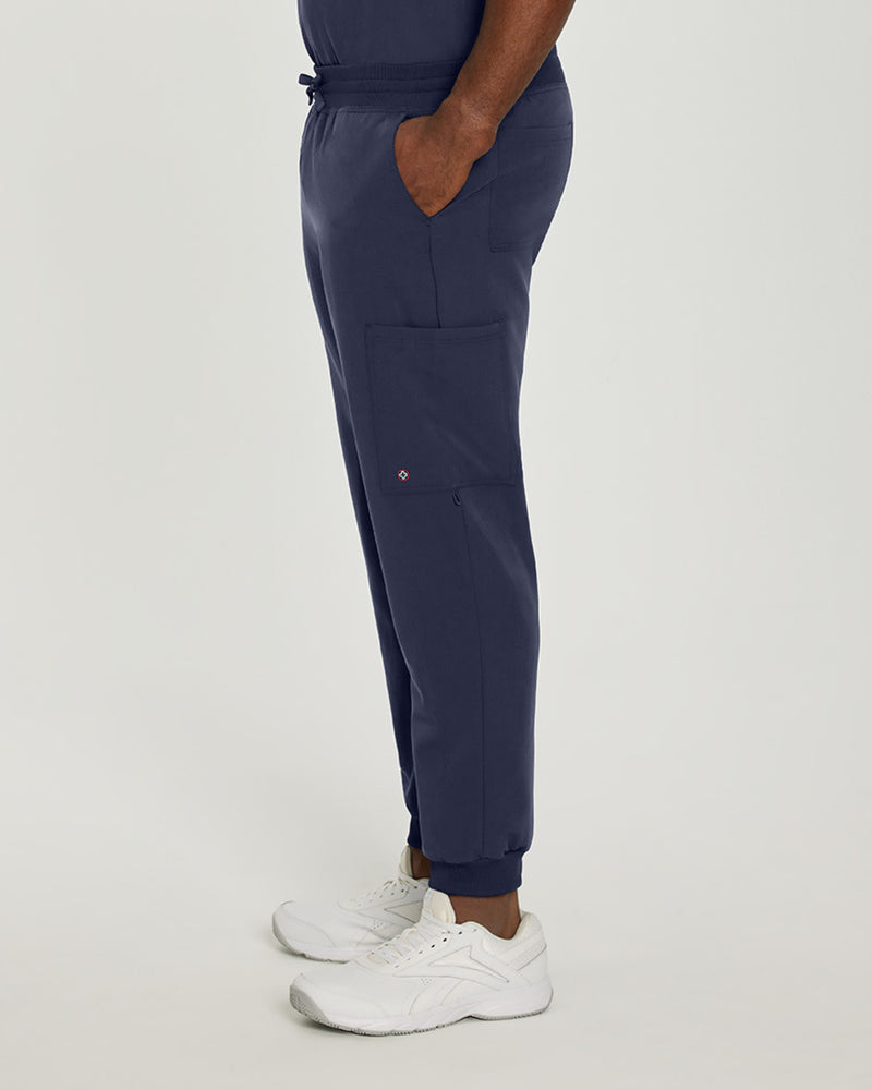 Navy - White Cross V-Tess Men's 6 Pocket Jogger Scrub Pant for Nursing