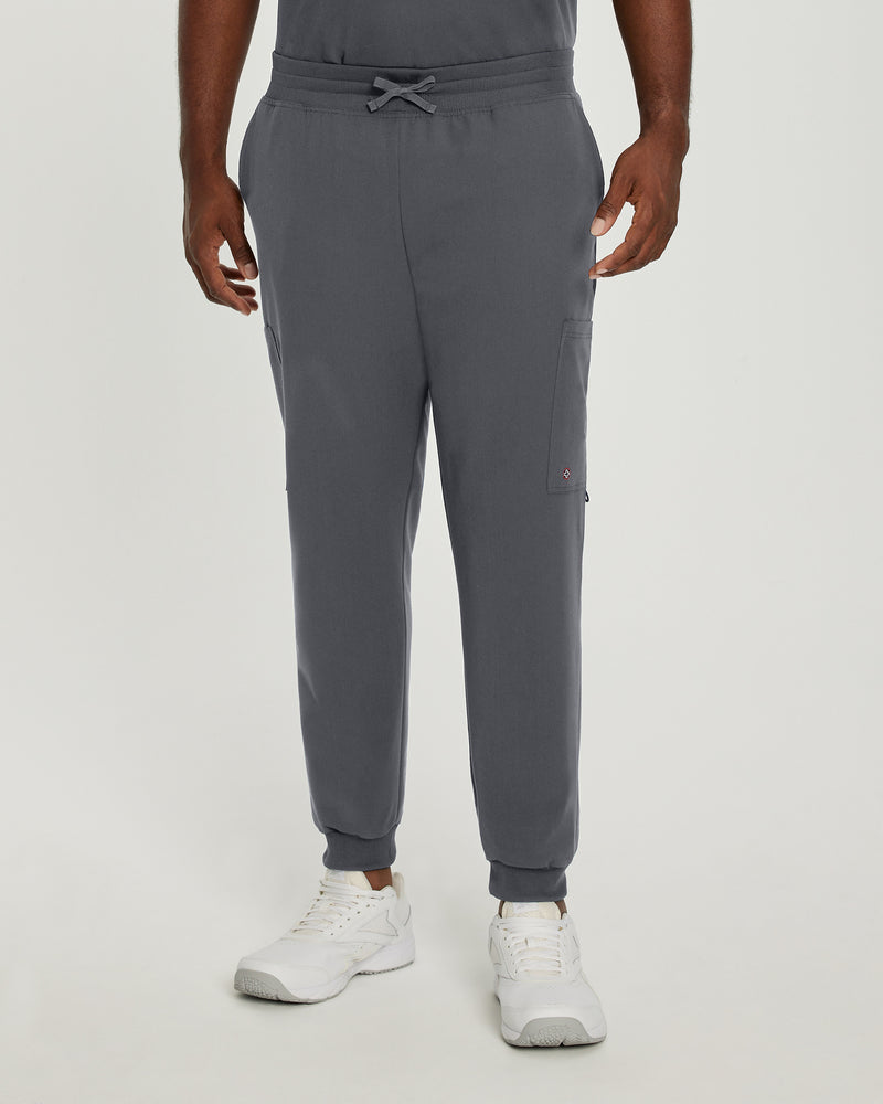 Dark Pewter - White Cross V-Tess Men's 6 Pocket Jogger Scrub Pant for Nursing