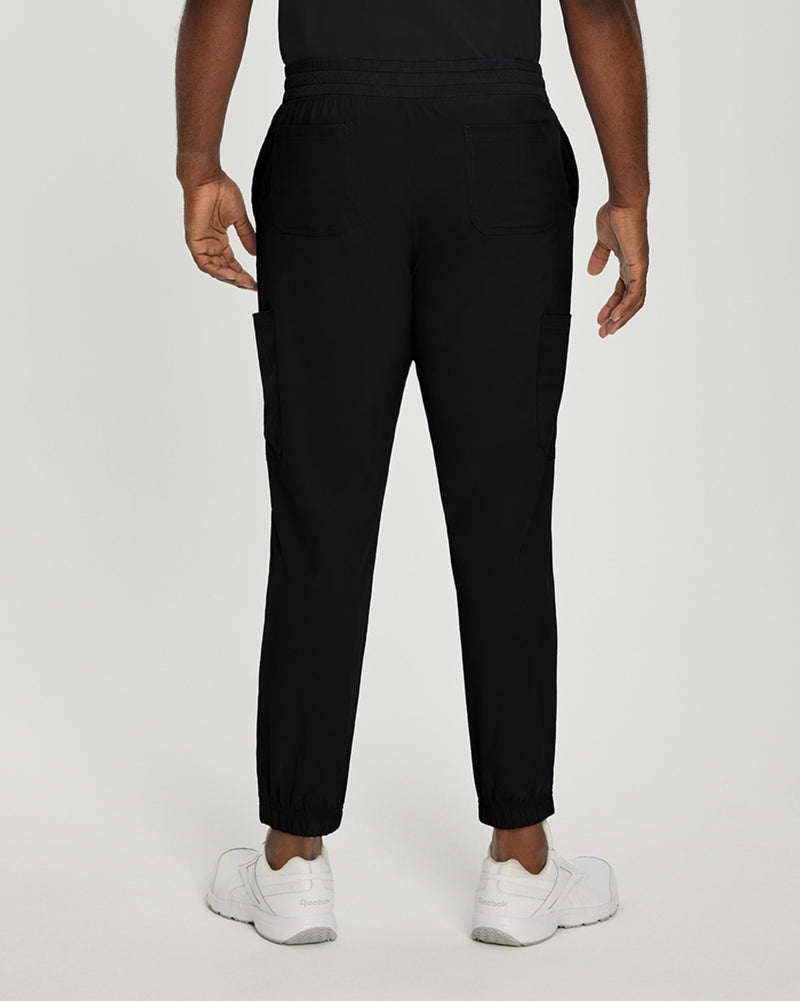 Black - White Cross Fit Men's 6 Pocket Jogger Scrub Pant for Nursing