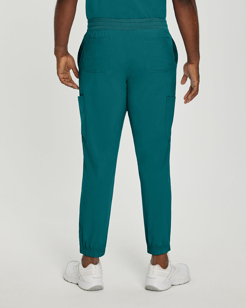 Caribbean Blue - White Cross Fit Men's 6 Pocket Jogger Scrub Pant for Nursing