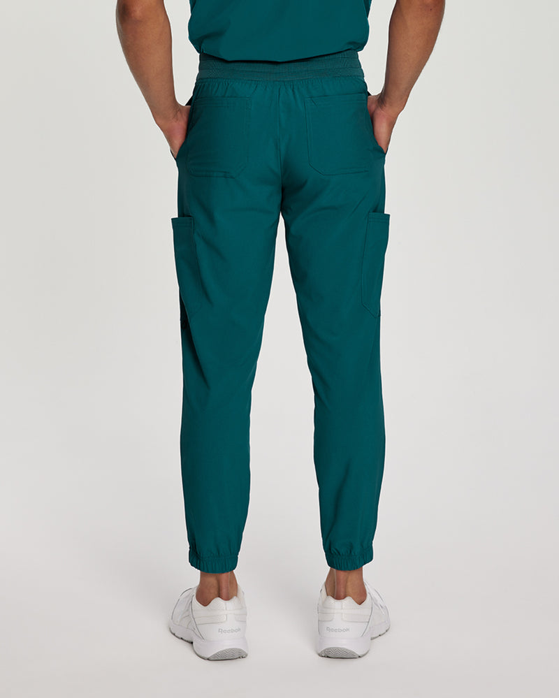 Caribbean Blue - White Cross Fit Men's 6 Pocket Jogger Scrub Pant for Nursing