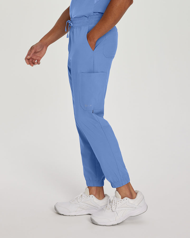 Ceil Blue - White Cross Fit Men's 6 Pocket Jogger Scrub Pant for Nursing