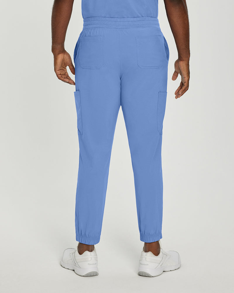 Ceil Blue - White Cross Fit Men's 6 Pocket Jogger Scrub Pant for Nursing