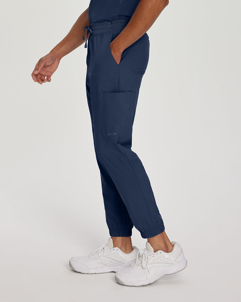Navy - White Cross Fit Men's 6 Pocket Jogger Scrub Pant for Nursing
