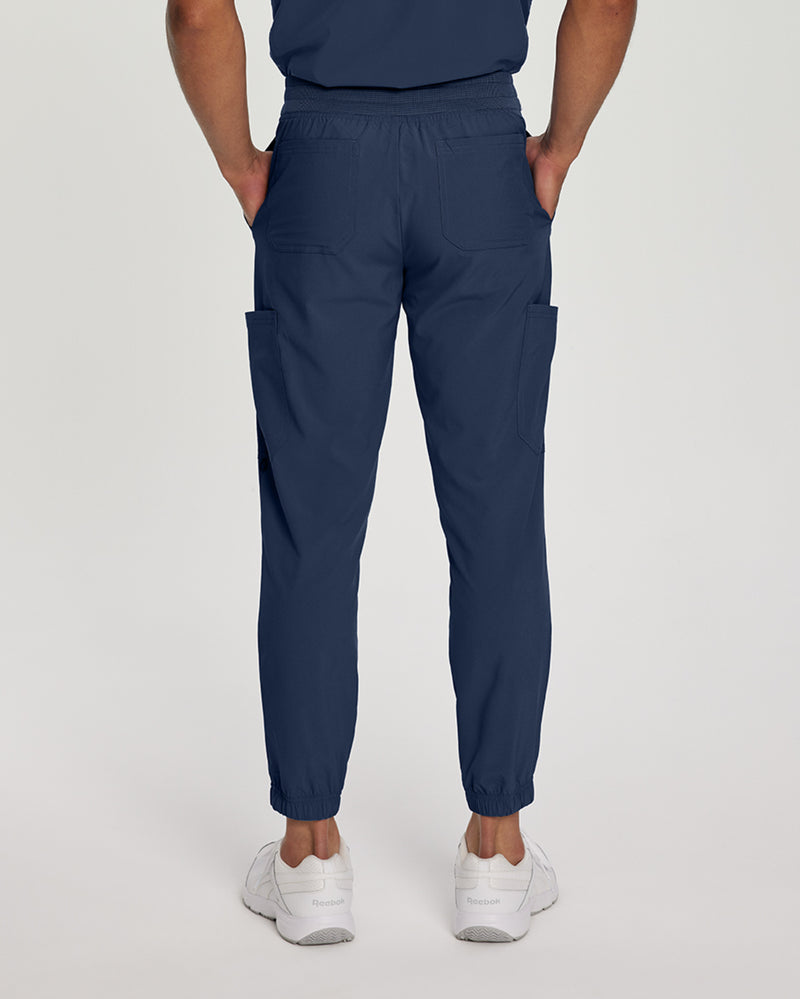 Navy - White Cross Fit Men's 6 Pocket Jogger Scrub Pant for Nursing