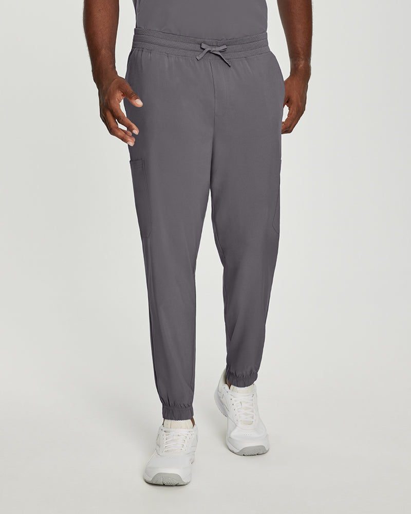 Pewter - White Cross Fit Men's 6 Pocket Jogger Scrub Pant for Nursing