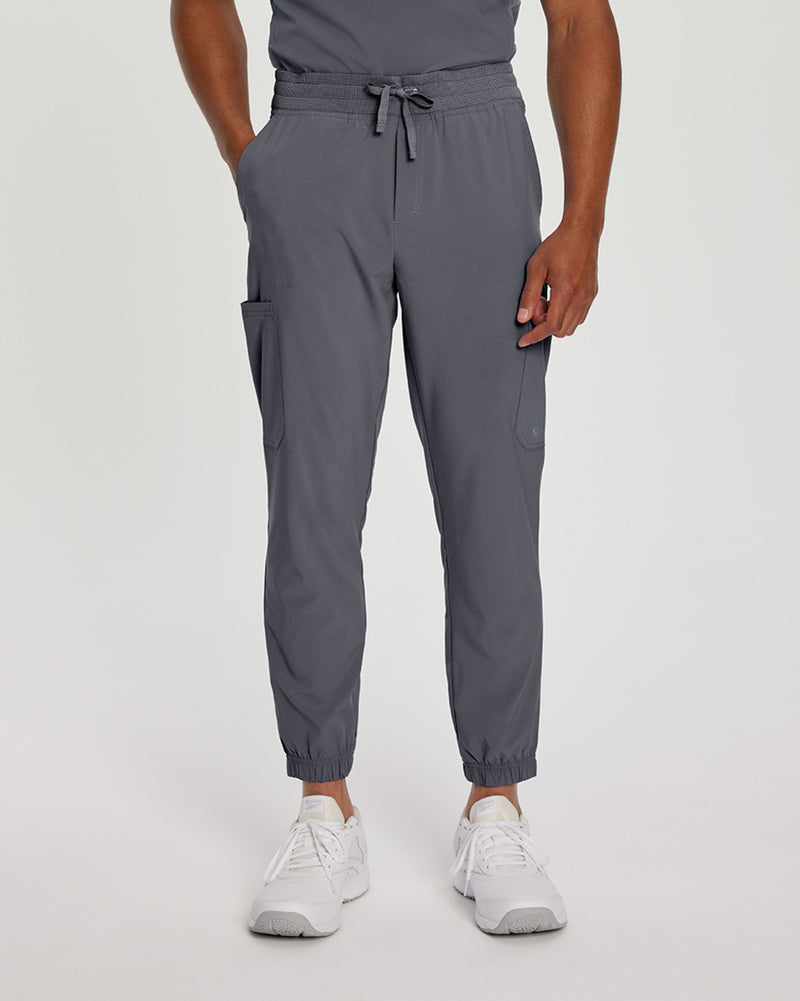 Pewter - White Cross Fit Men's 6 Pocket Jogger Scrub Pant for Nursing