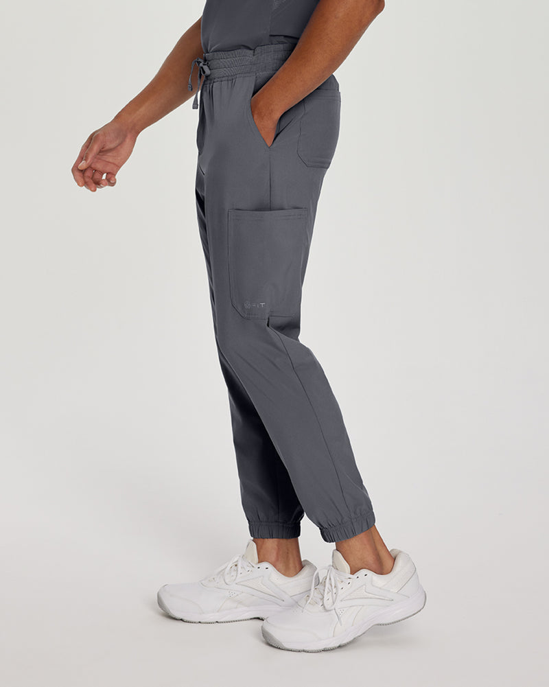 Pewter - White Cross Fit Men's 6 Pocket Jogger Scrub Pant for Nursing