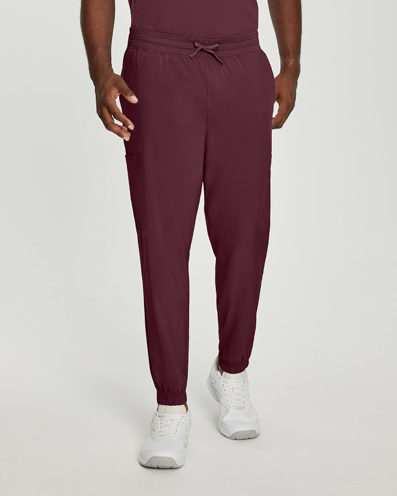 Wine - White Cross Fit Men's 6 Pocket Jogger Scrub Pant for Nursing