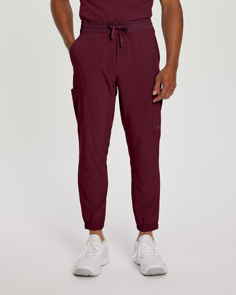 Wine - White Cross Fit Men's 6 Pocket Jogger Scrub Pant for Nursing