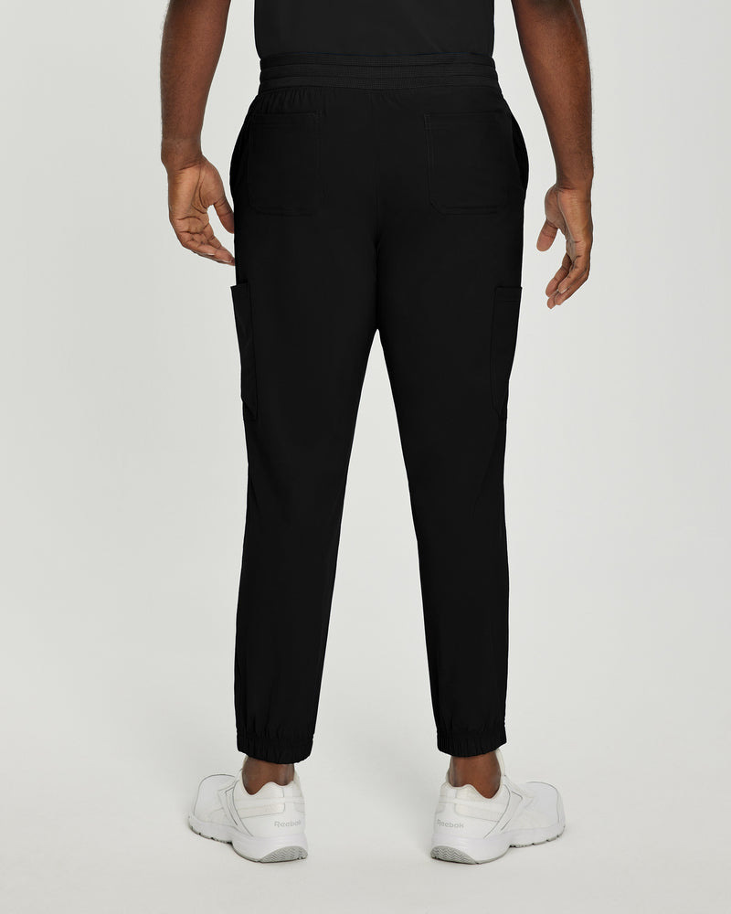 Black - White Cross Fit Men's 6 Pocket Jogger Scrub Pant for Nursing