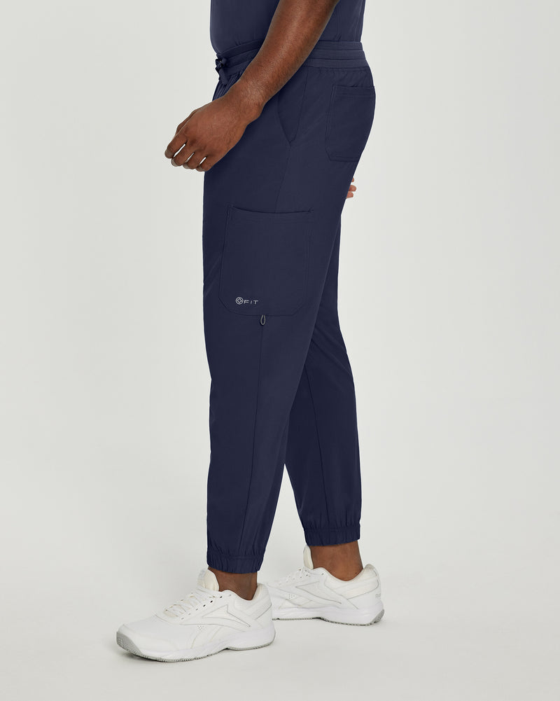 Navy - White Cross Fit Men's 6 Pocket Jogger Scrub Pant for Nursing