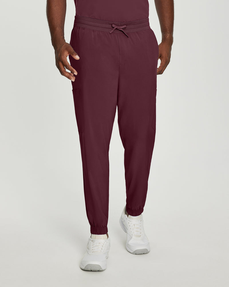 Wine - White Cross Fit Men's 6 Pocket Jogger Scrub Pant for Nursing