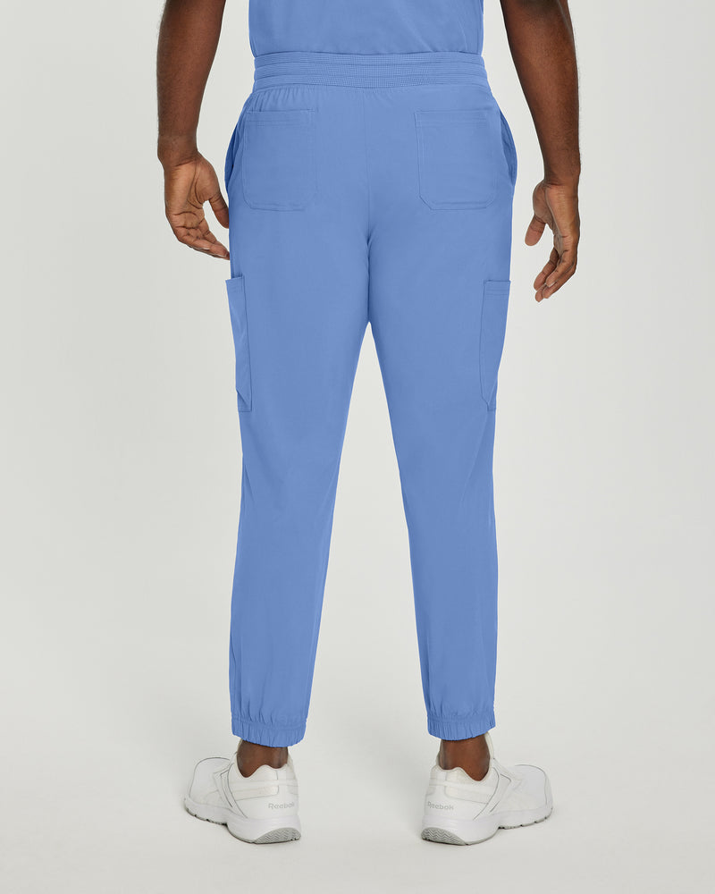Ceil Blue - White Cross Fit Men's 6 Pocket Jogger Scrub Pant for Nursing