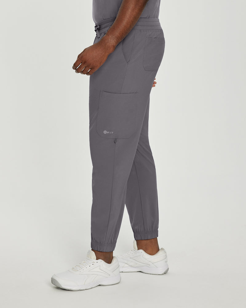Pewter - White Cross Fit Men's 6 Pocket Jogger Scrub Pant for Nursing