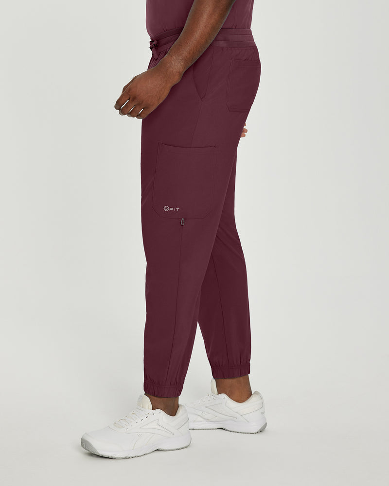 Wine - White Cross Fit Men's 6 Pocket Jogger Scrub Pant for Nursing