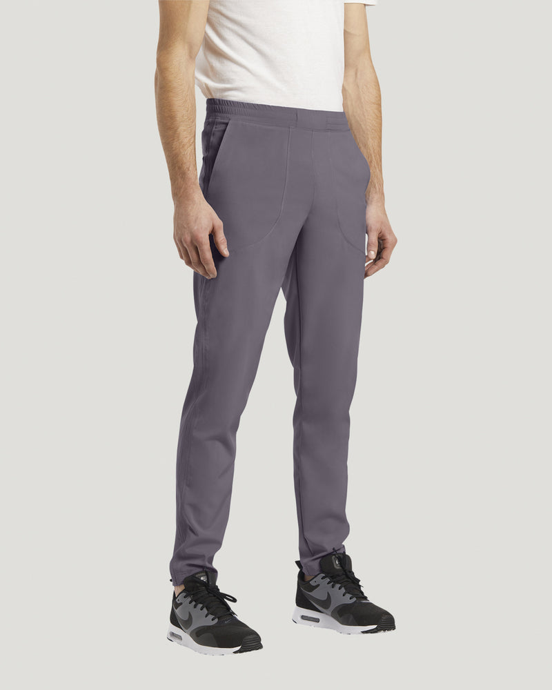 Pewter - White Cross Fit Men's 4 Pocket Elastic Waistband Scrub Pant for Nursing
