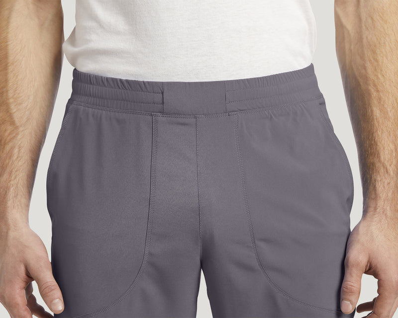 Pewter - White Cross Fit Men's 4 Pocket Elastic Waistband Scrub Pant for Nursing