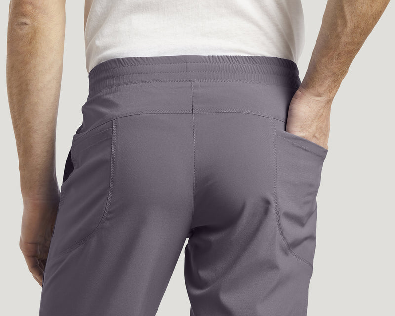 Pewter - White Cross Fit Men's 4 Pocket Elastic Waistband Scrub Pant for Nursing
