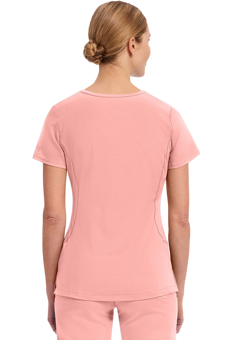 BLUSHING PEACH - Healing Hands Purple Label Women Scrub Top - Back View