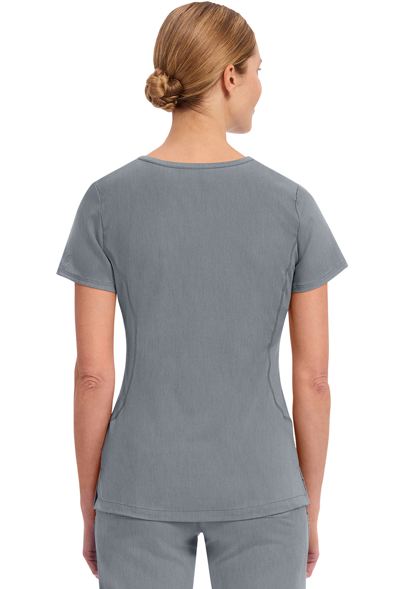 Heather Gray - Healing Hands Purple Label Women Scrub Top - Back View