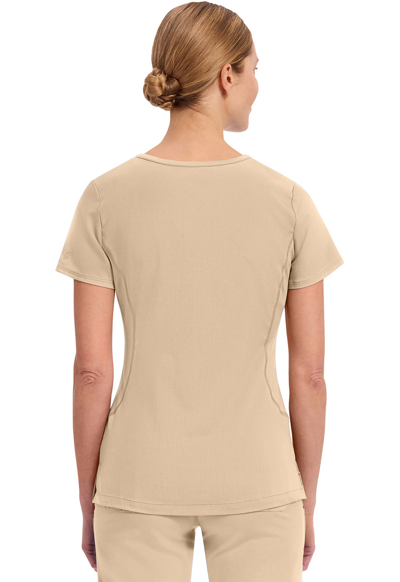 Khaki - Healing Hands Purple Label Women Scrub Top - Back View