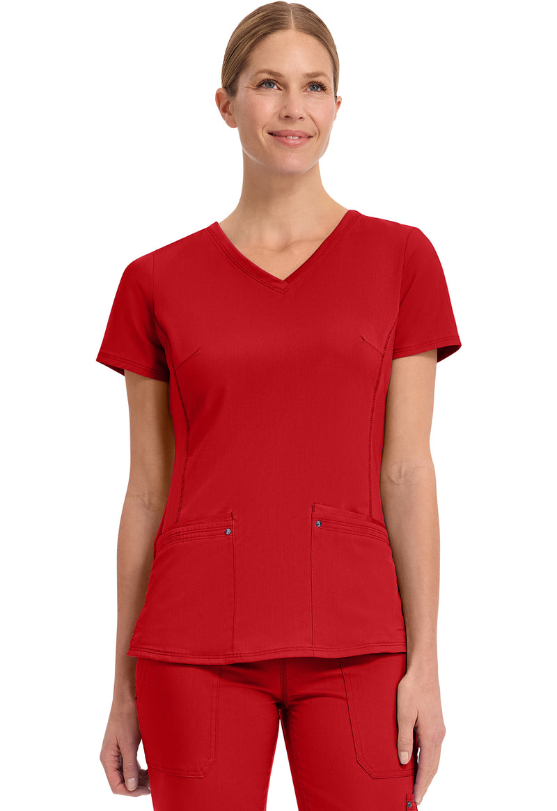 Red - Healing Hands Purple Label Women Scrub Top - Front View