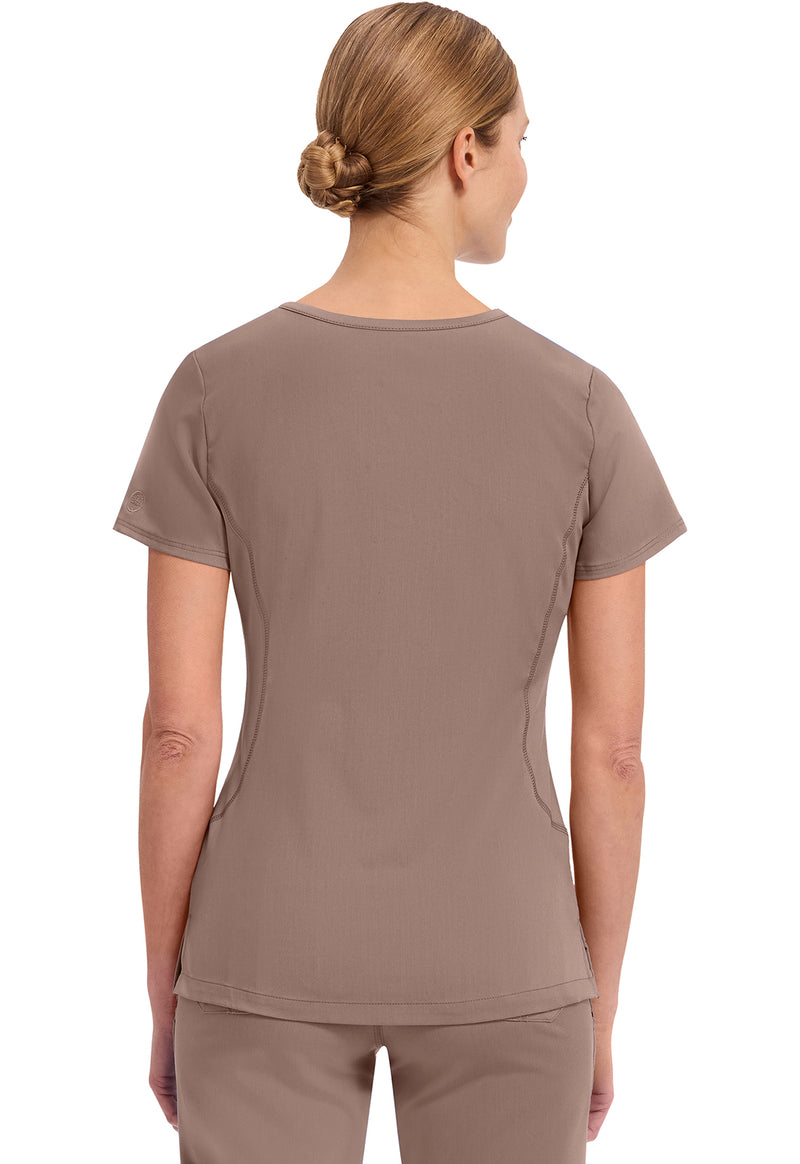 Santa Fe Tan - Healing Hands Purple Label Women Scrub Top - Back View