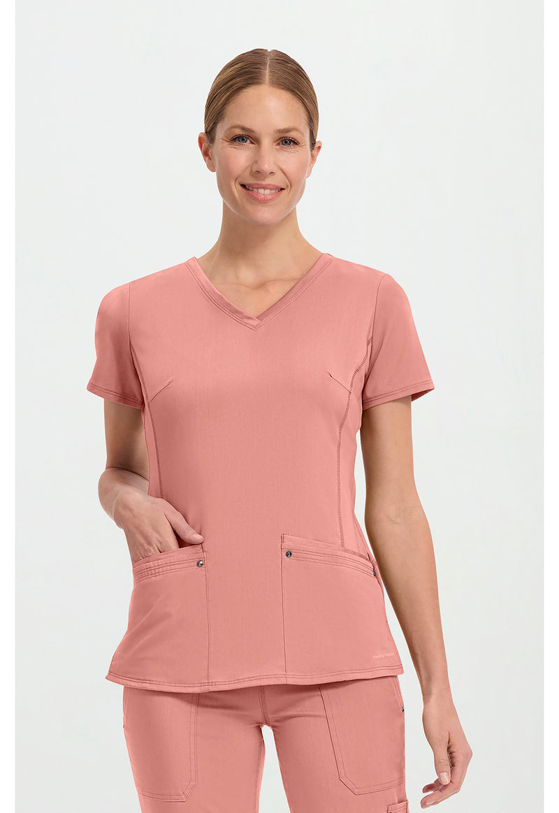 Velvet Peach - Healing Hands Purple Label Women Scrub Top - Front View